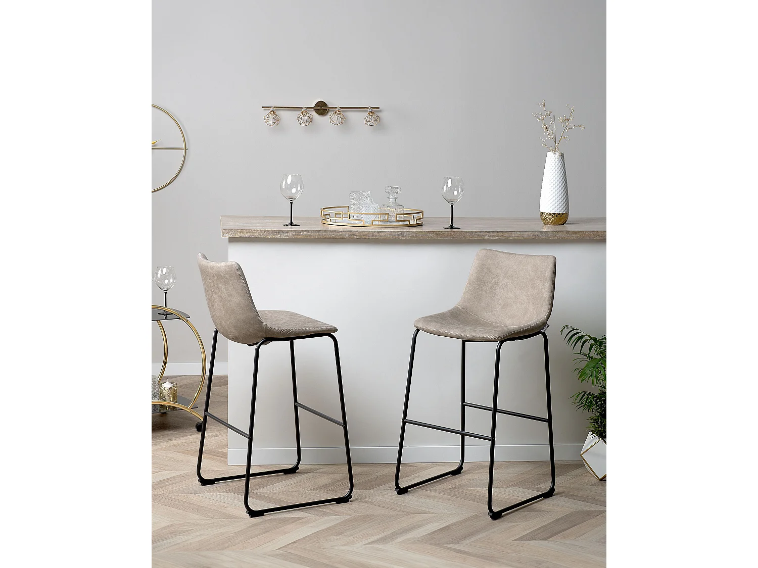 Lot de 2 chaises de bar FRANKS Beige