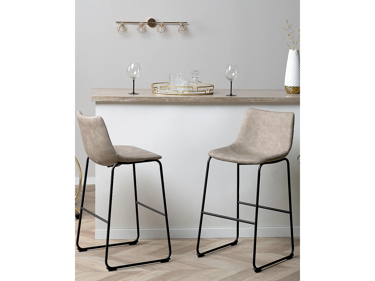 Lot de 2 chaises de bar FRANKS Beige