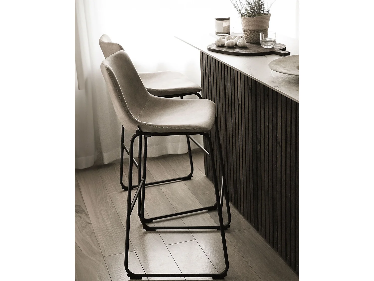 Lot de 2 chaises de bar FRANKS Beige