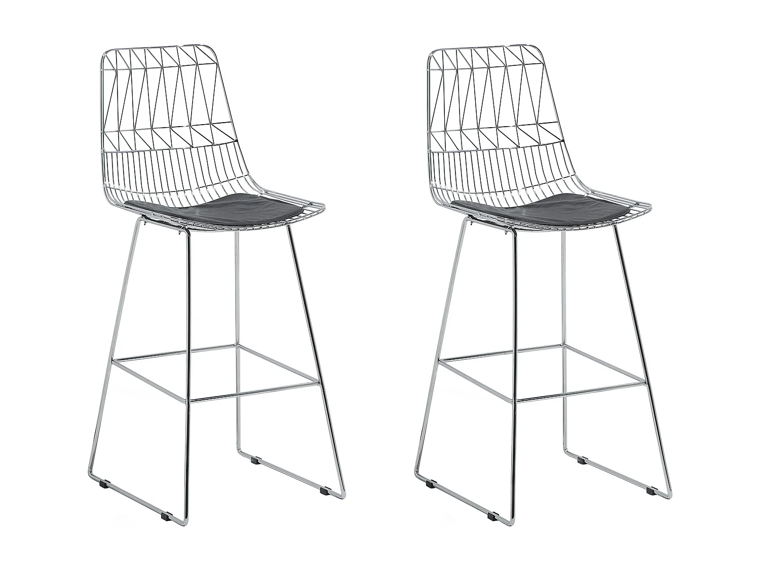 Lot de 2 chaises de bar PRESTON Métal Argenté