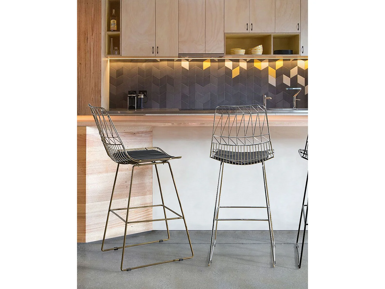 Lot de 2 chaises de bar PRESTON Métal Argenté