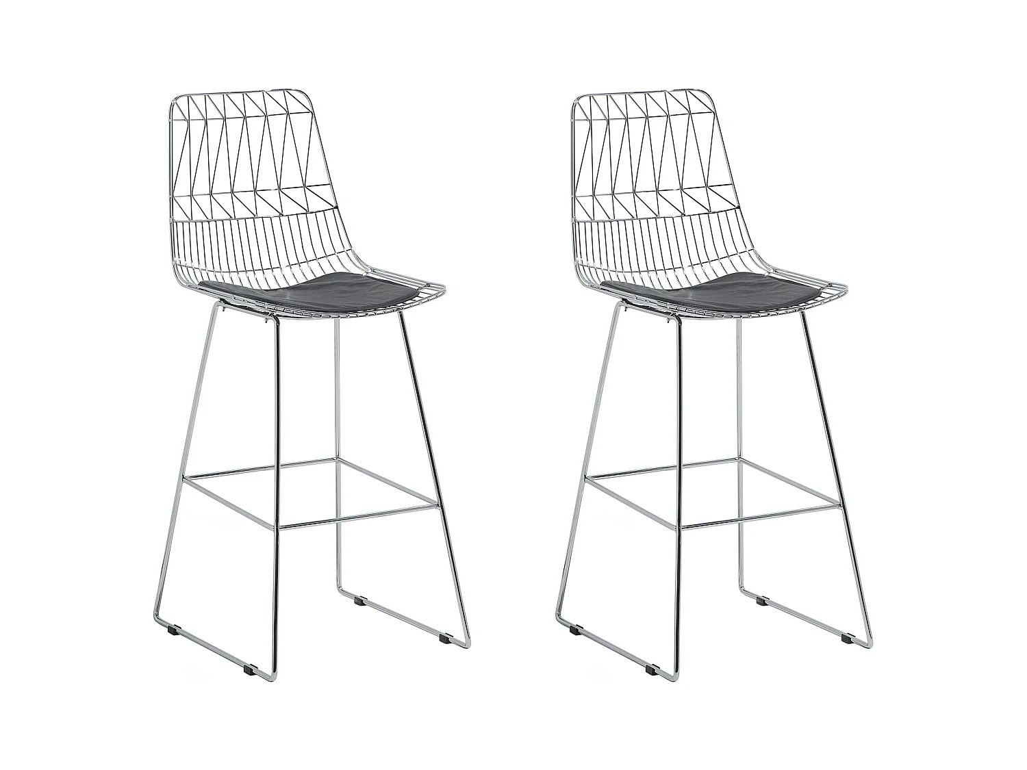 Lot de 2 chaises de bar PRESTON Métal Argenté