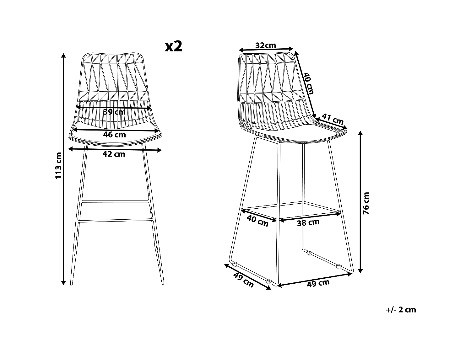 Set van 2 barstoelen PRESTON Metaal Zilver