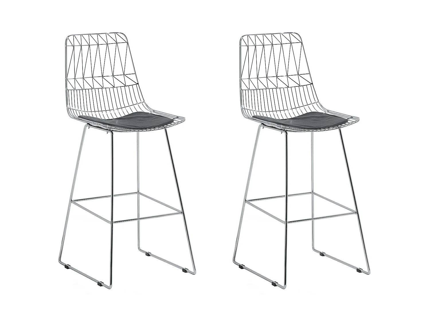 Lot de 2 chaises de bar PRESTON Métal Argenté
