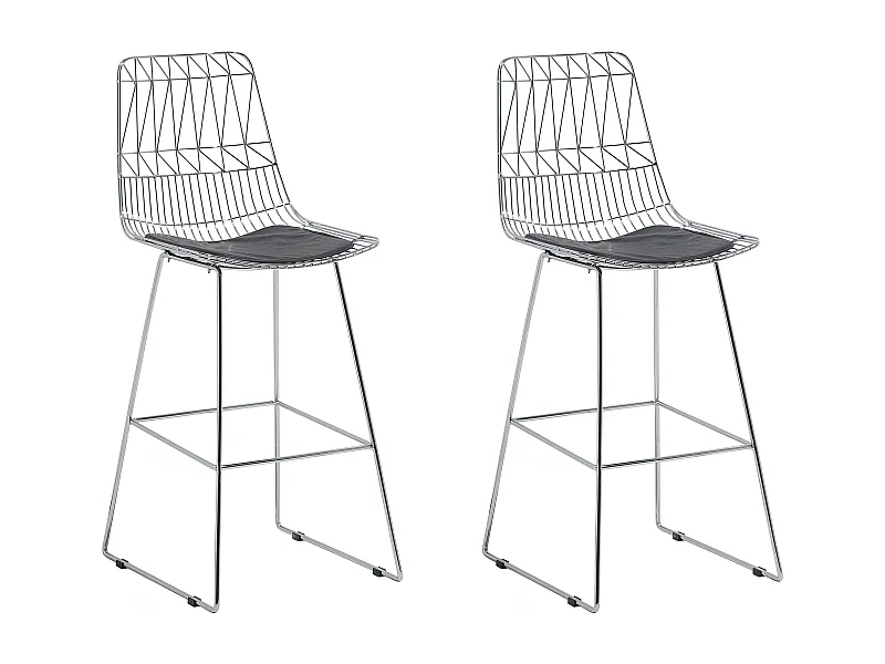 Trendy Barstühle aus silbernem, pulverbeschichtetem Metall im praktischen 2er Set Preston