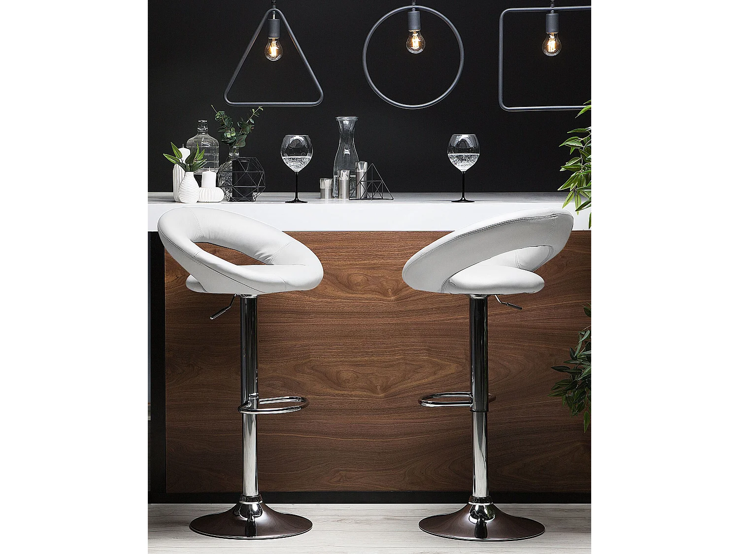 Lot de 2 chaises de bar PEORIA Cuir PU Blanc