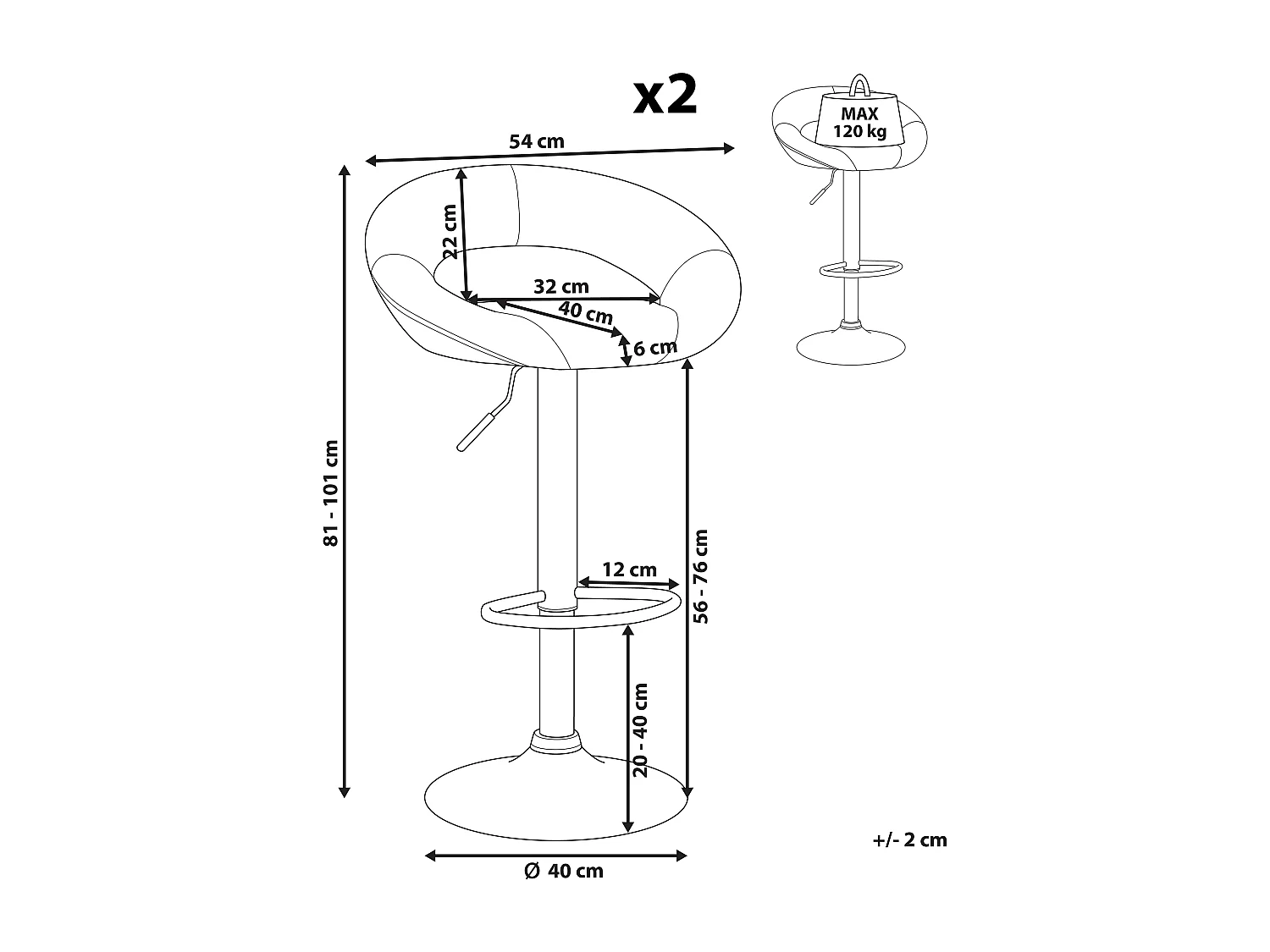 Set di 2 sedie alte PEORIA Pelle sintetica Bianco