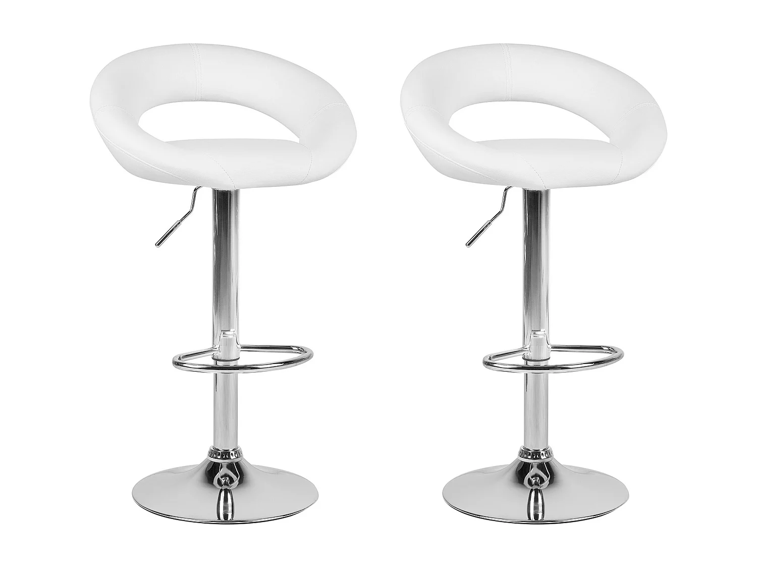 Lot de 2 chaises de bar PEORIA Cuir PU Blanc