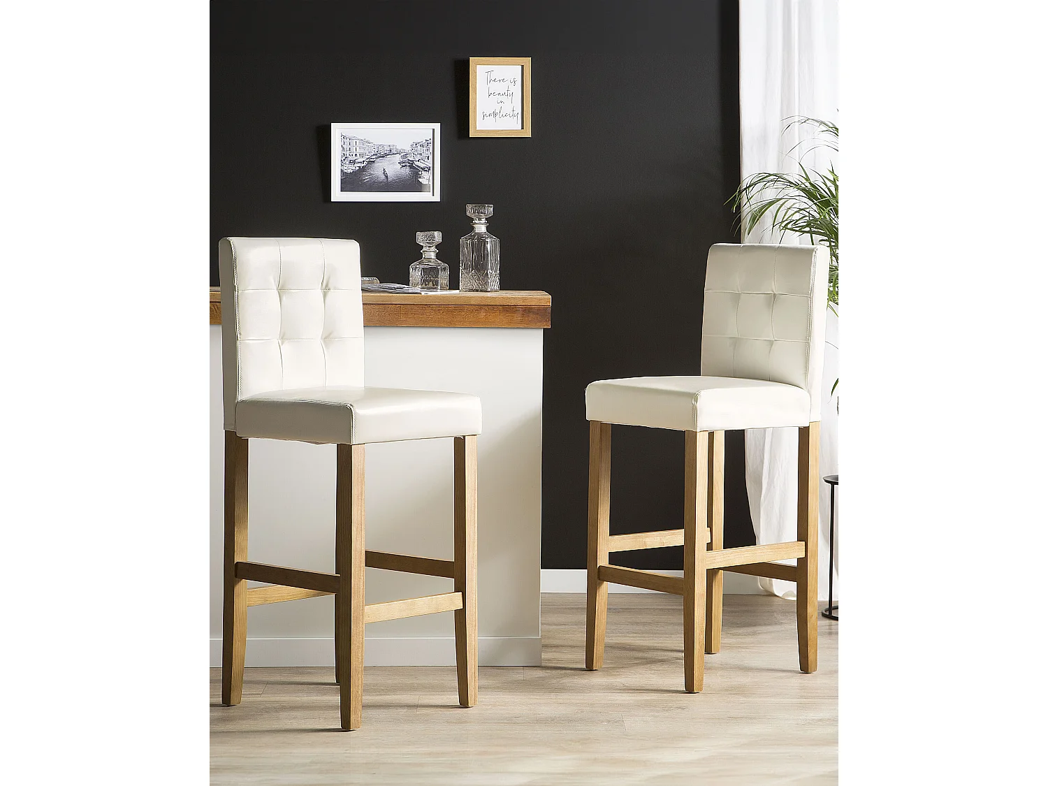 Set van 2 barstoelen MADISON Kunstleer Gebroken wit