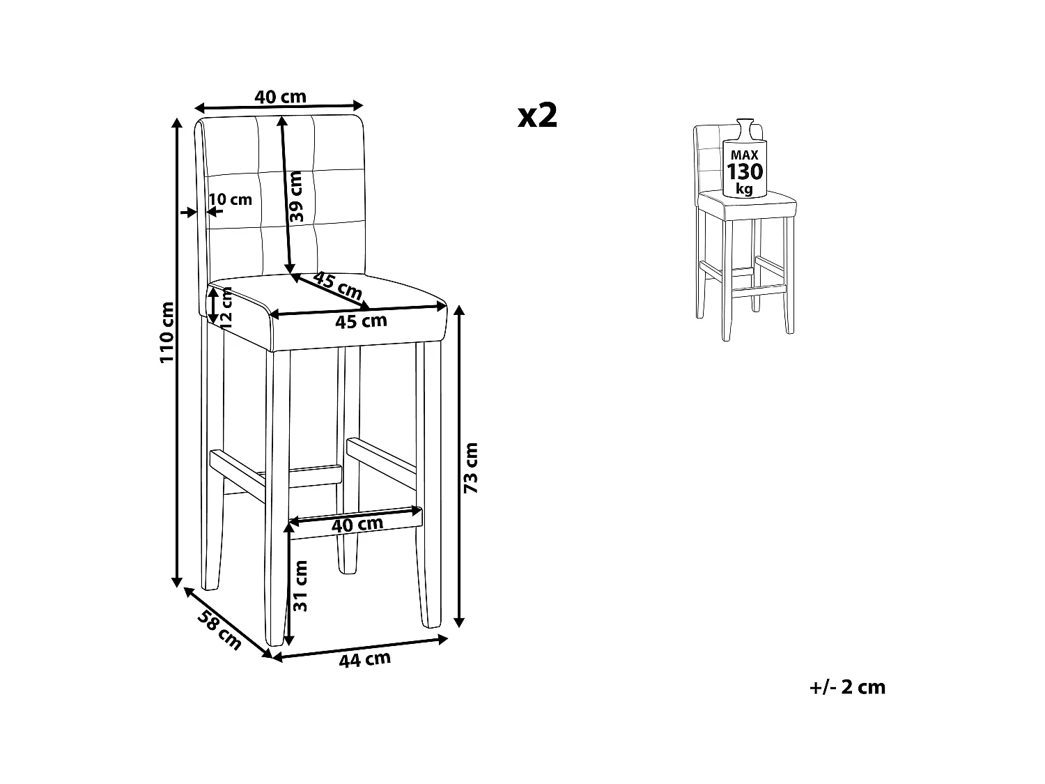 Set van 2 barstoelen MADISON Kunstleer Gebroken wit