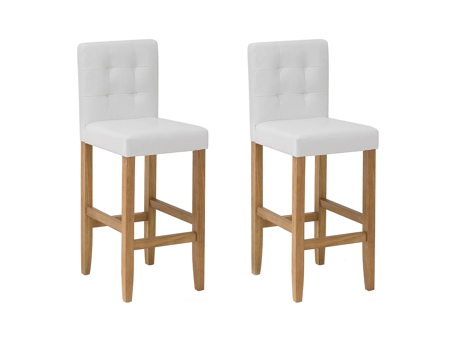 Lot de 2 chaises de bar MADISON Cuir PU Blanc cassé