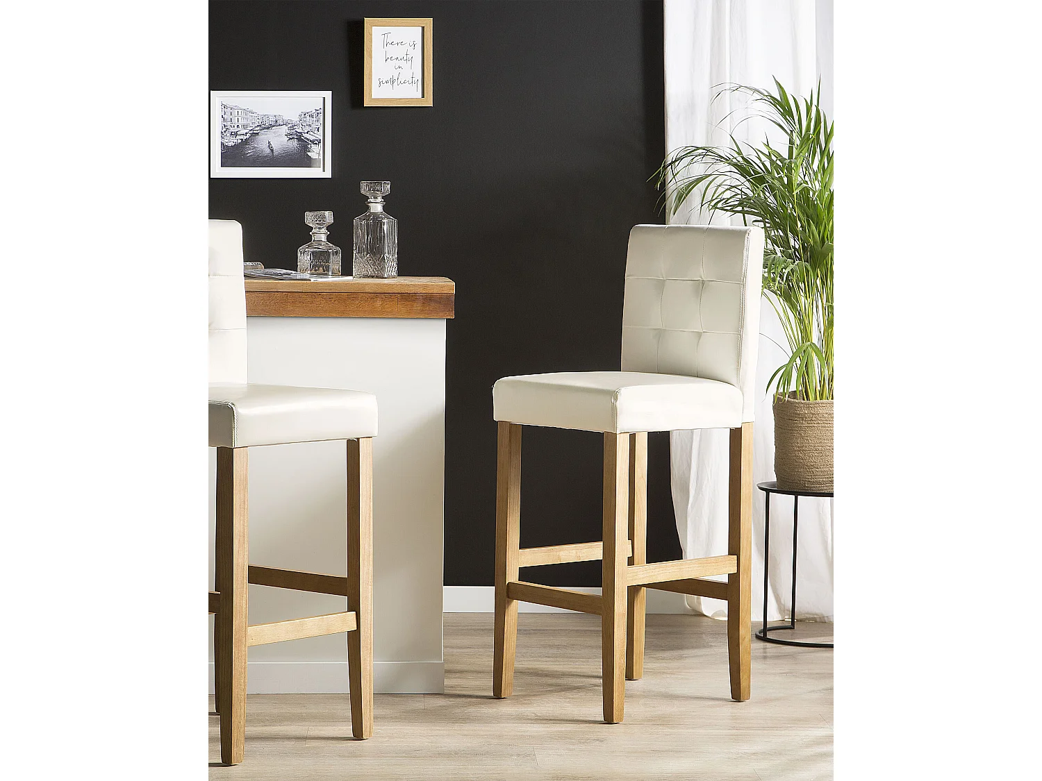 Set van 2 barstoelen MADISON Kunstleer Gebroken wit