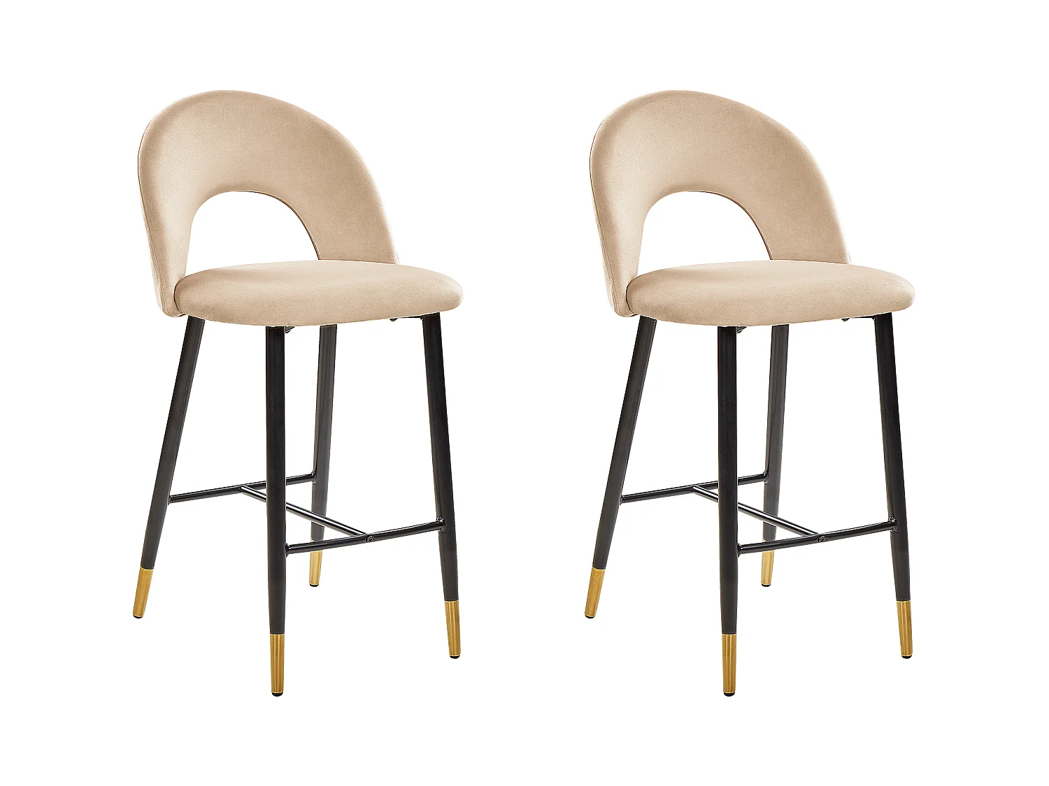 Lot de 2 chaises de bar FALTON Velours Beige