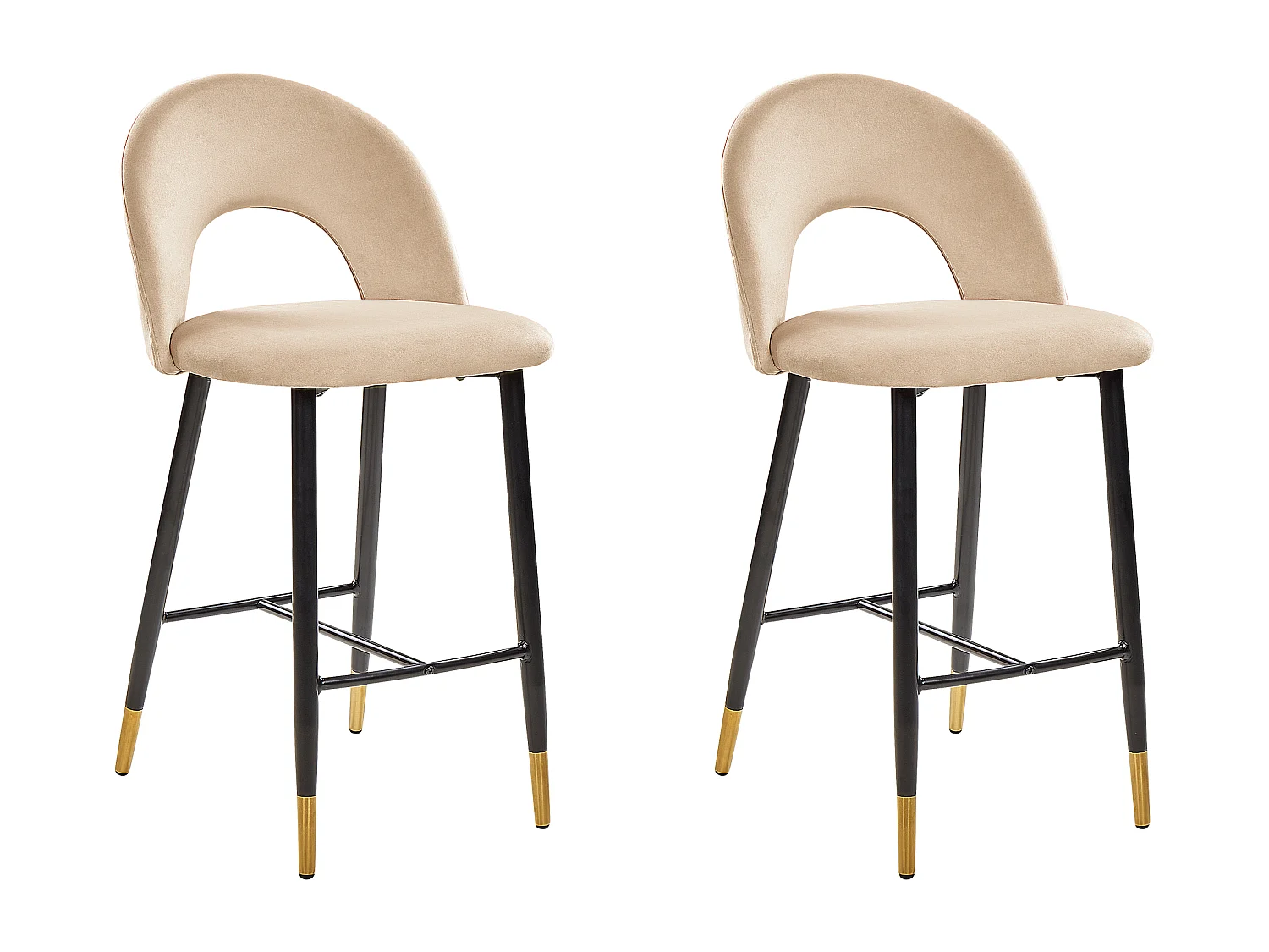 Lot de 2 chaises de bar FALTON Velours Beige