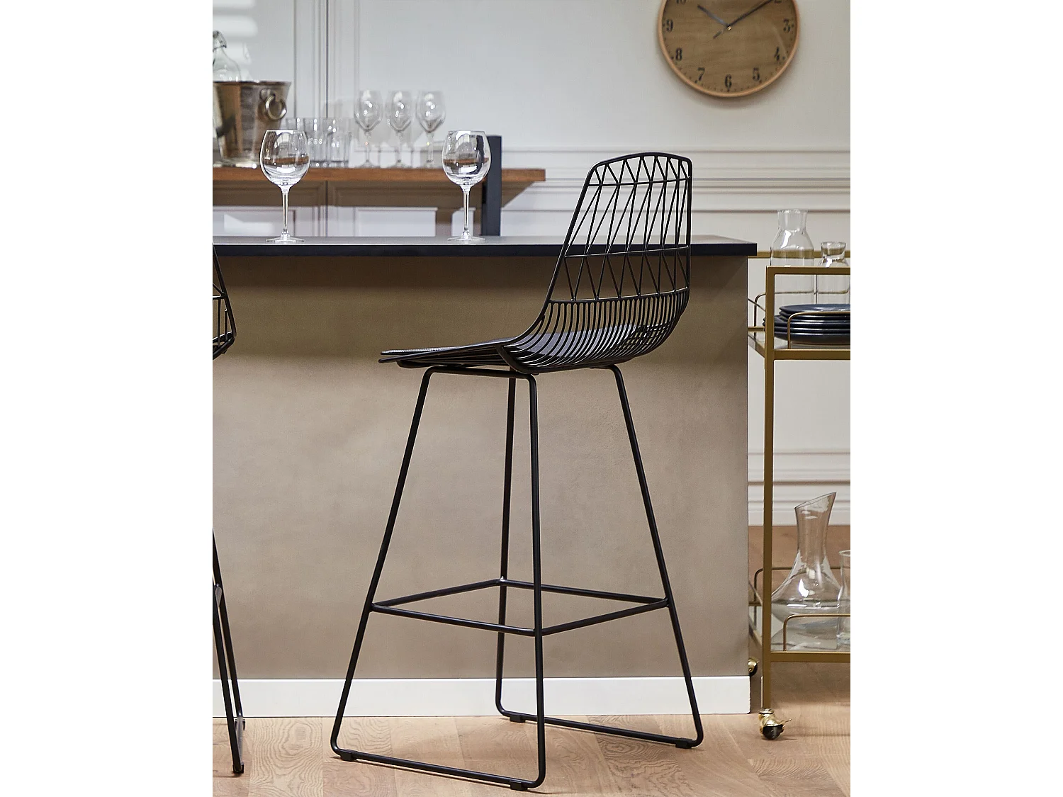 Lot de 2 chaises de bar PRESTON Métal Noir