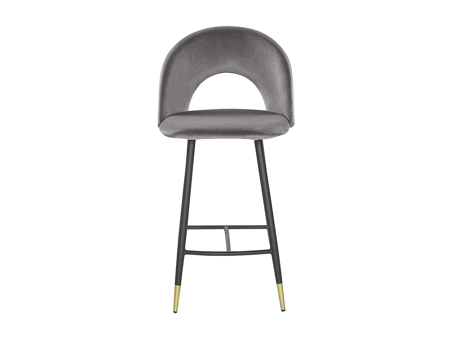 Barstuhl 2er Set Samt grau mit Metallbeinen schwarz / gold Falton