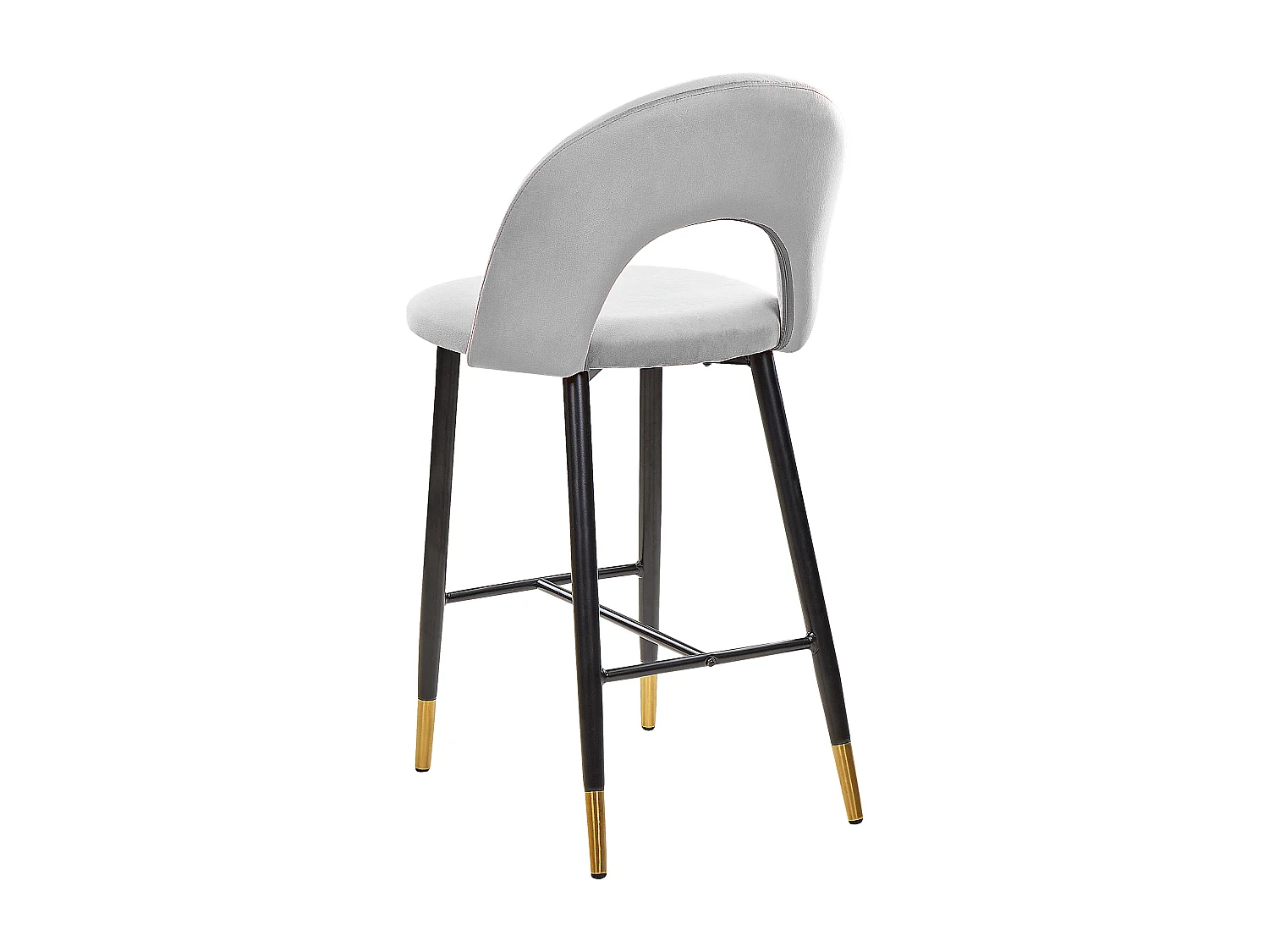Barstuhl 2er Set Samt grau mit Metallbeinen schwarz / gold Falton