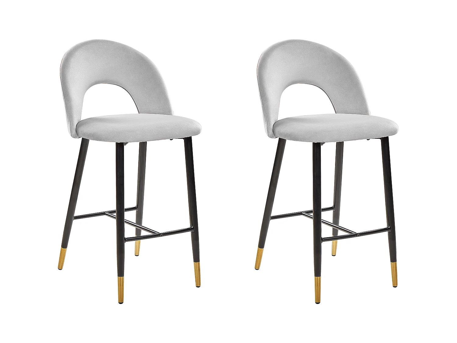 Lot de 2 chaises de bar FALTON Velours Gris