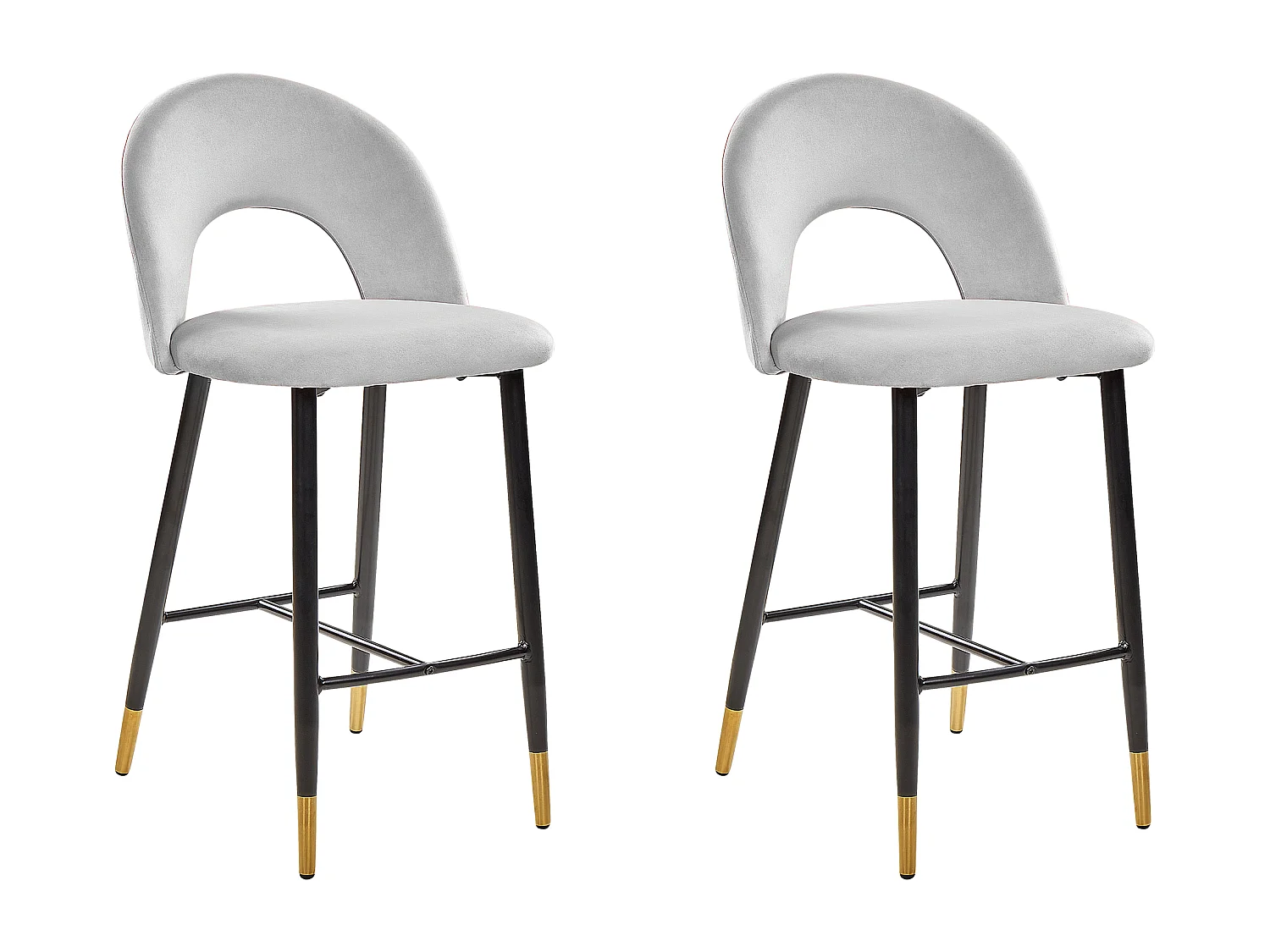 Lot de 2 chaises de bar FALTON Velours Gris