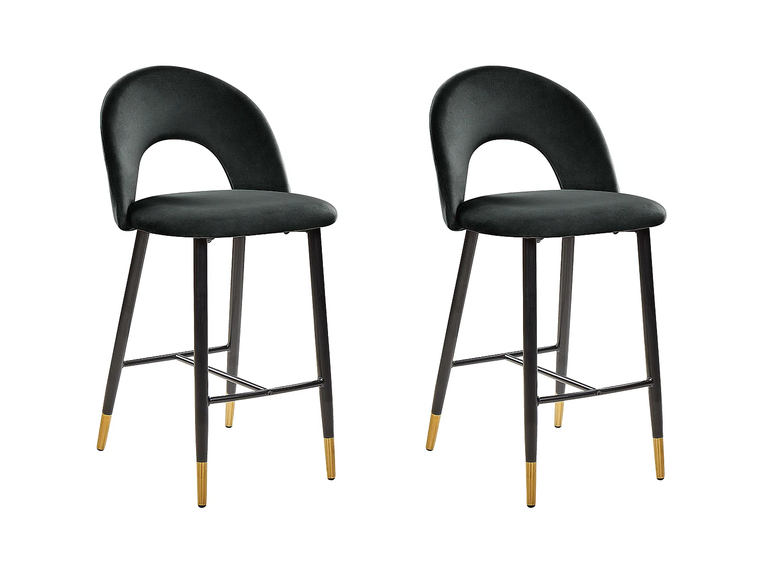 Set mit 2 Barstühlen FALTON Samtstoff Schwarz