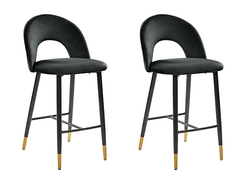 Lot de 2 chaises de bar FALTON Velours Noir
