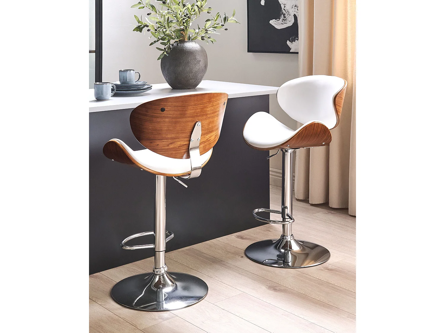 Tabouret de bar ROTTERDAM Cuir PU Blanc