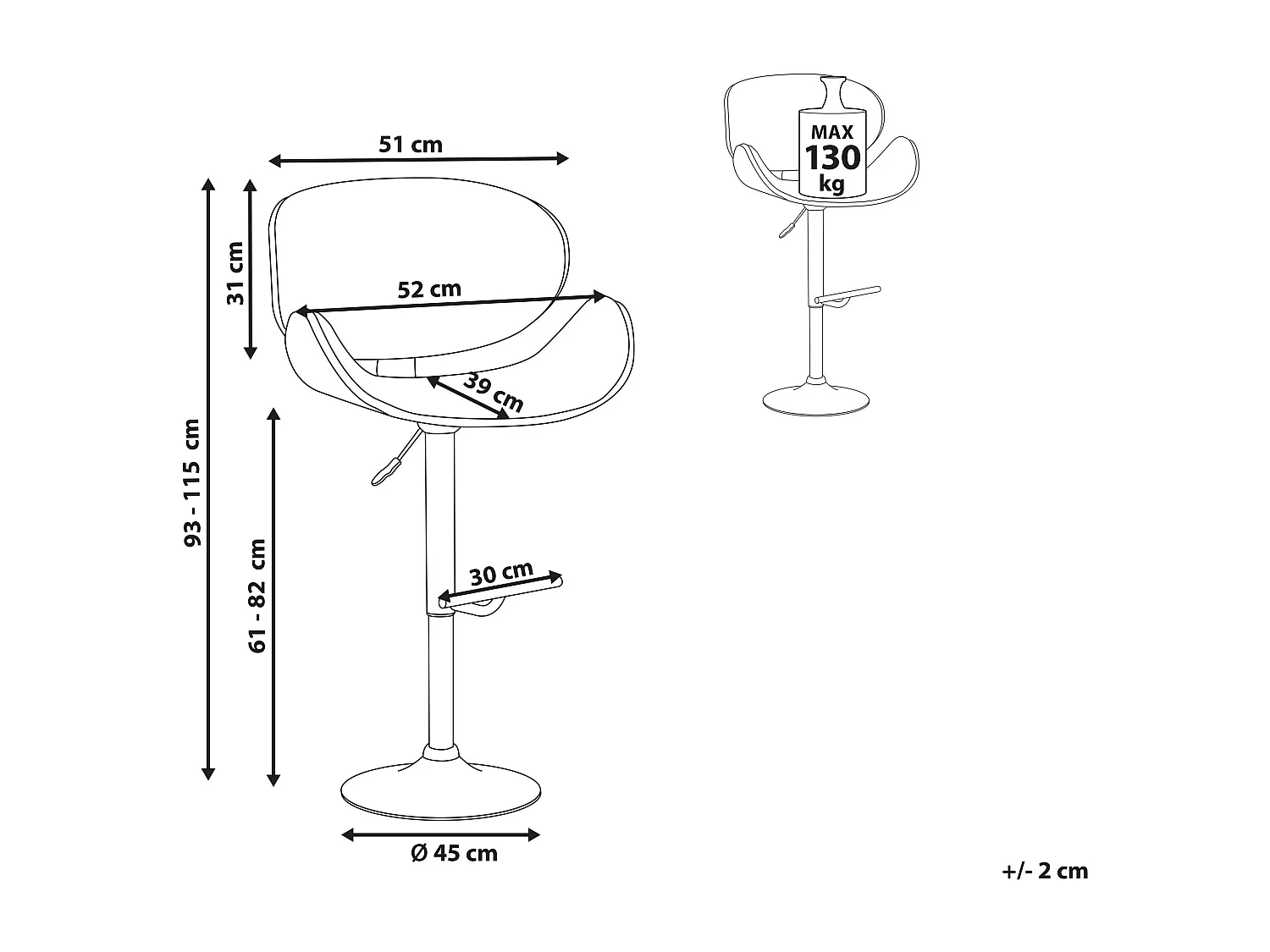 Tabouret de bar ROTTERDAM Cuir PU Blanc