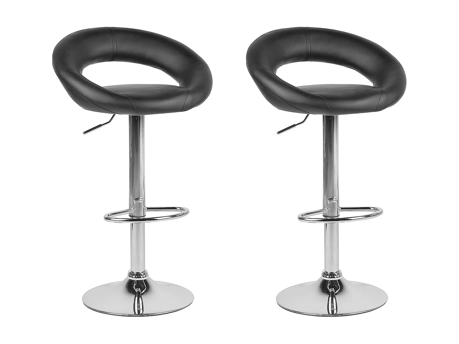 Lot de 2 chaises de bar PEORIA Cuir PU Noir