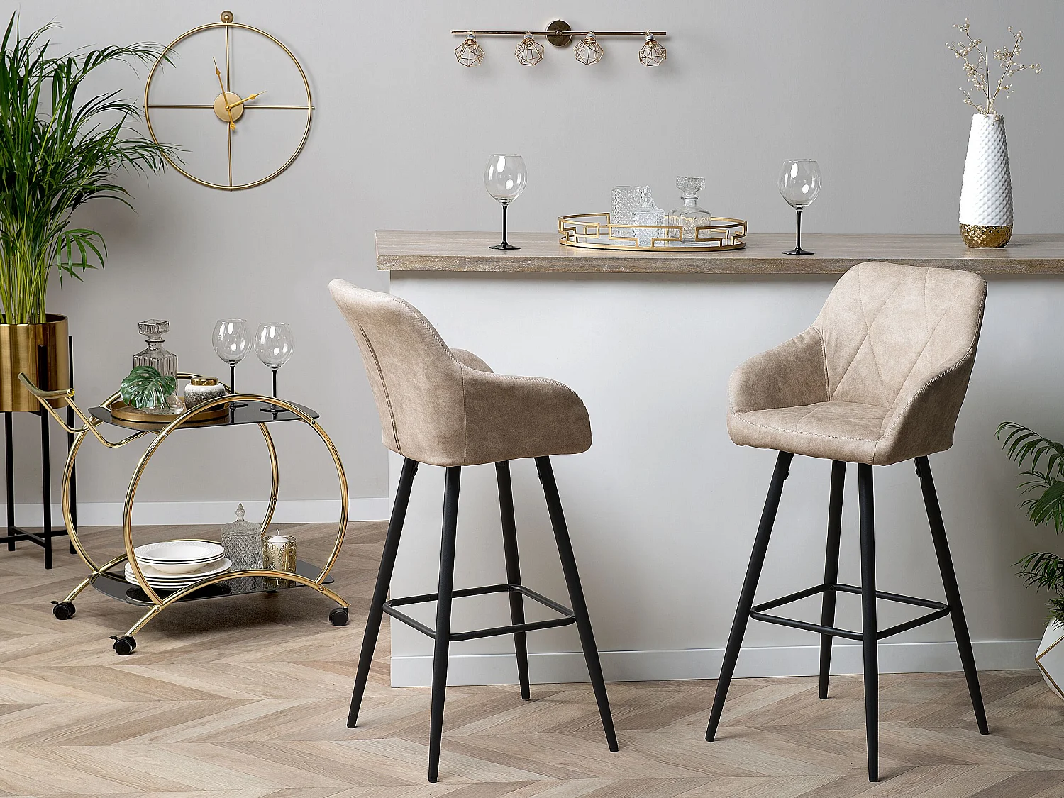 Set van 2 barstoelen DARIEN Beige