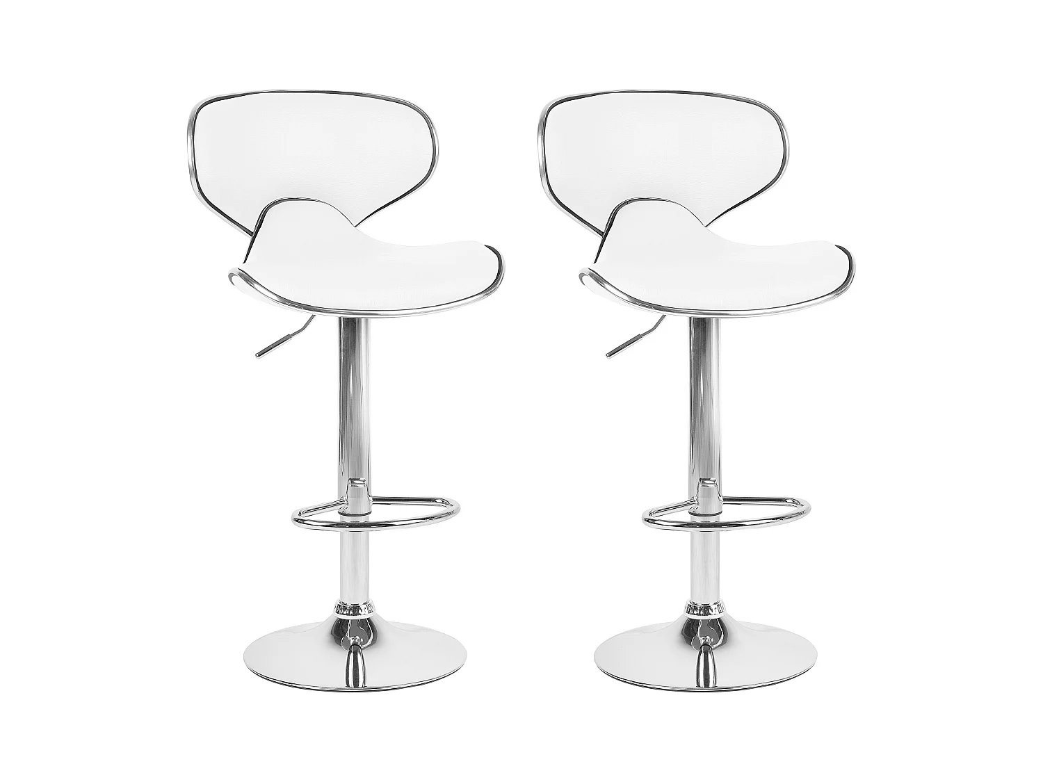 Lot de 2 chaises de bar CONWAY Cuir PU Blanc