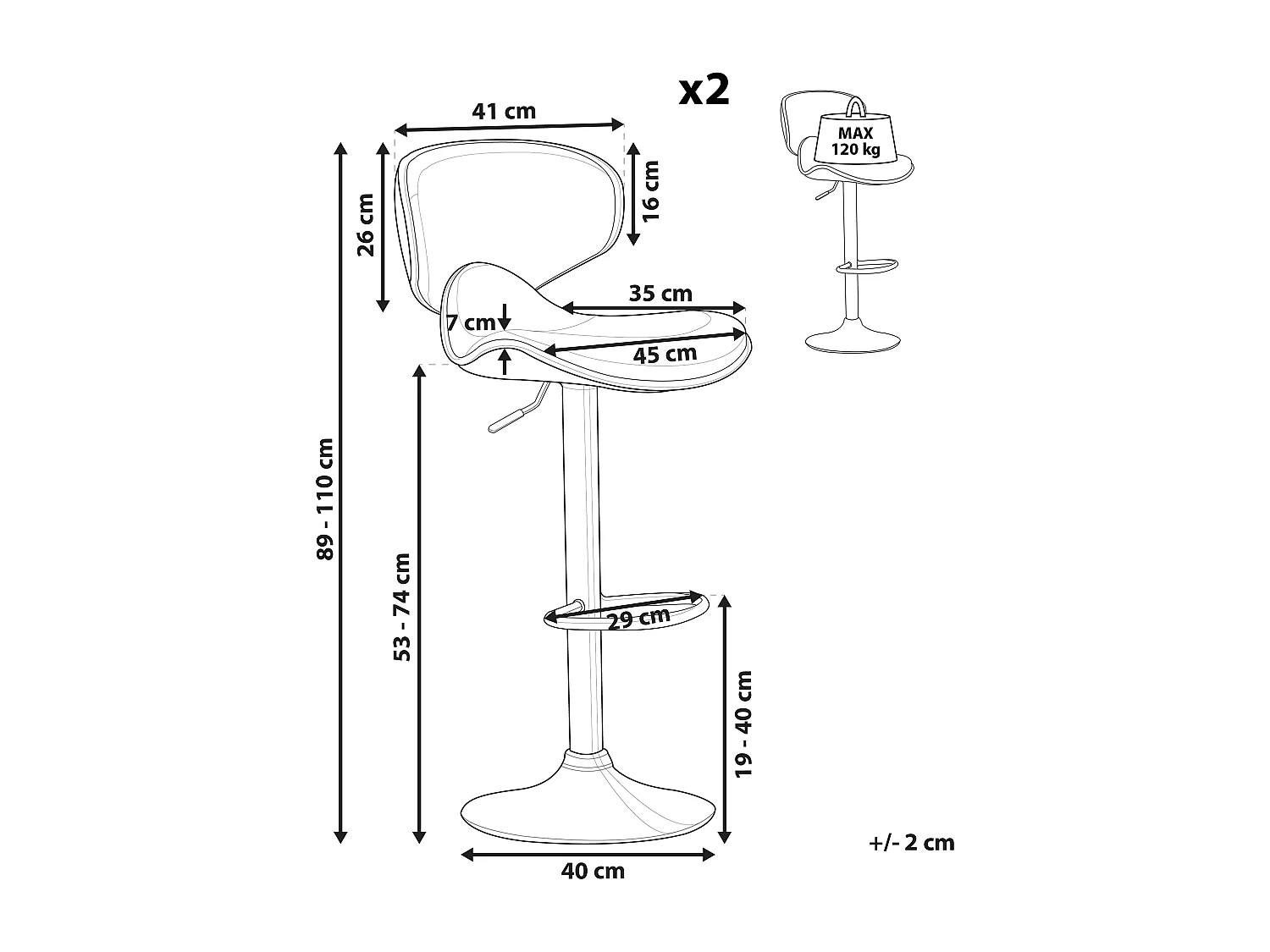 Set van 2 barstoelen CONWAY Kunstleer Draaibaar Wit