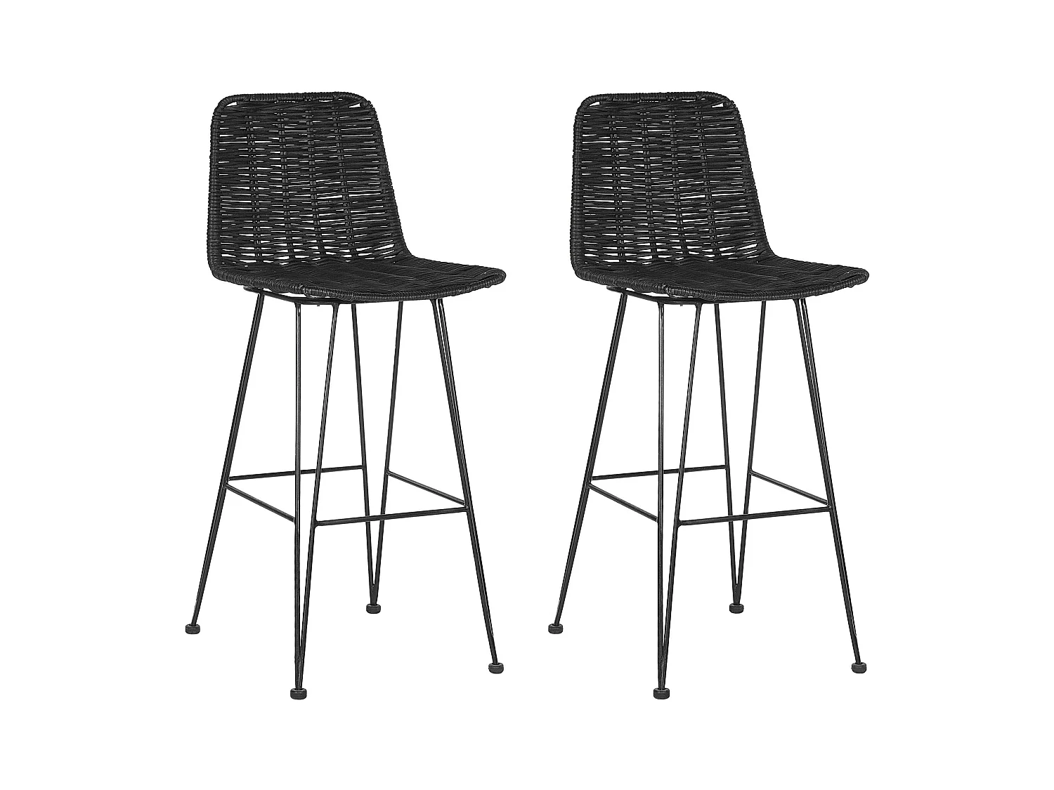 Set di 2 sedie alte CASSITA Rattan Nero