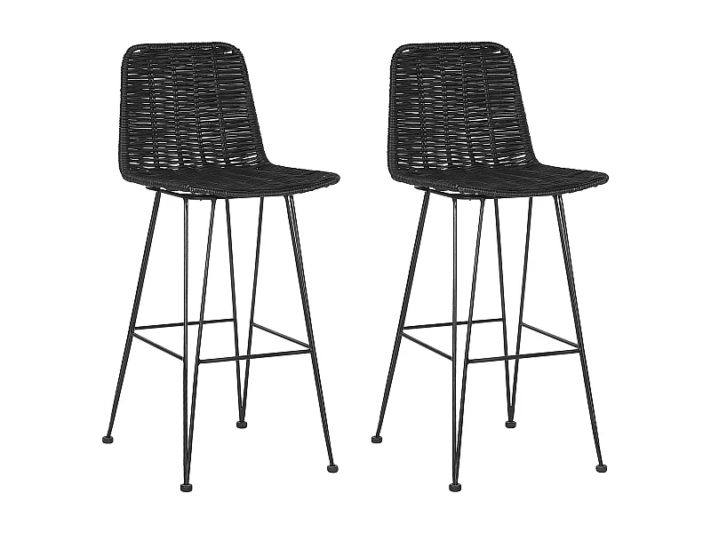 Set mit 2 Barstühlen CASSITA Rattan Schwarz