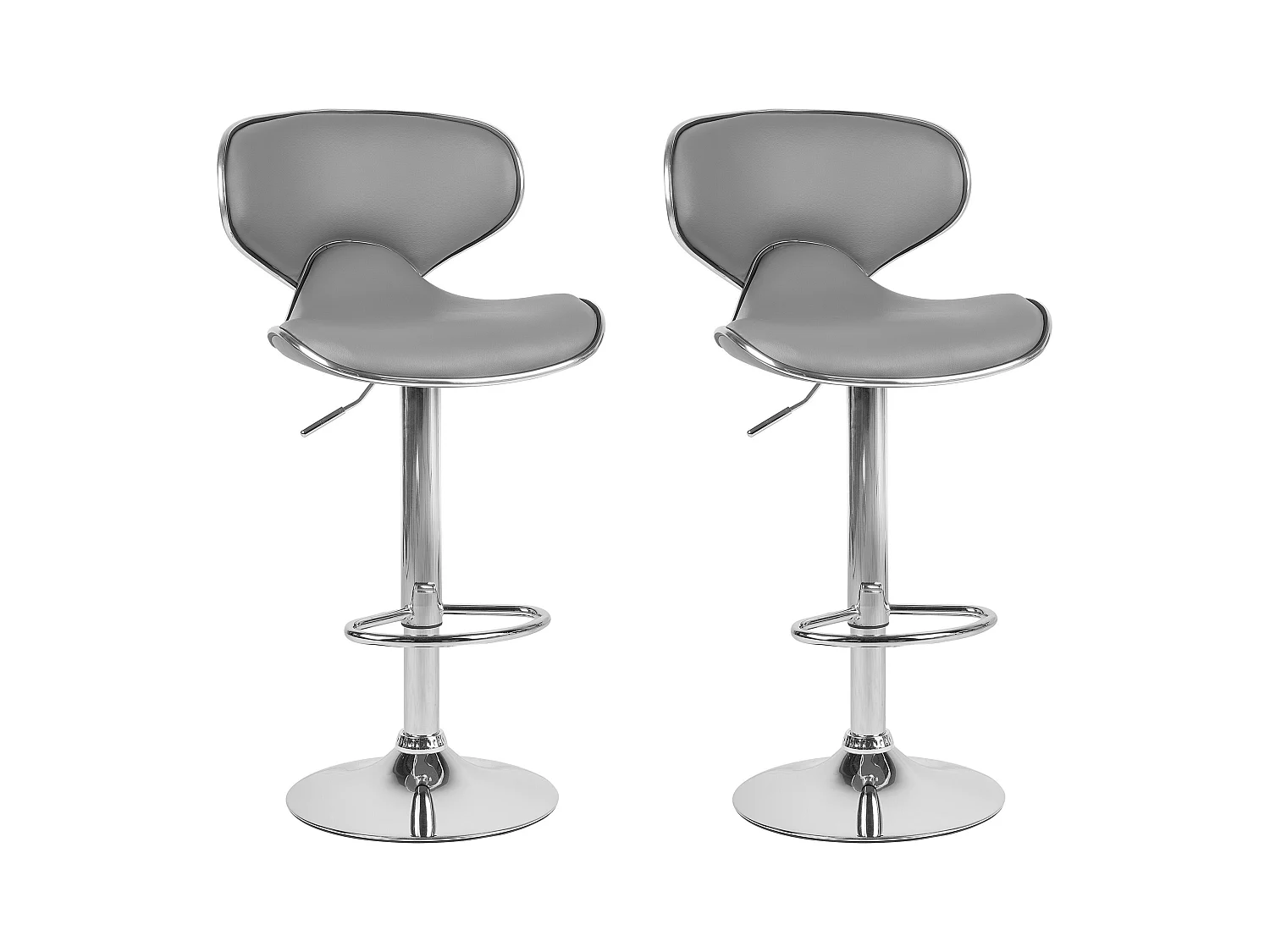 Conjunto de 2 bancos de bar CONWAY Pele sintética Cinzento