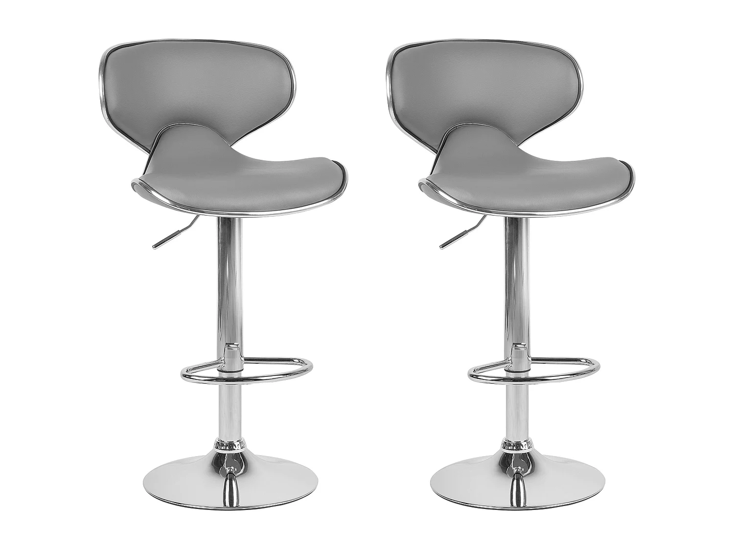 Lot de 2 chaises de bar CONWAY Cuir PU Gris