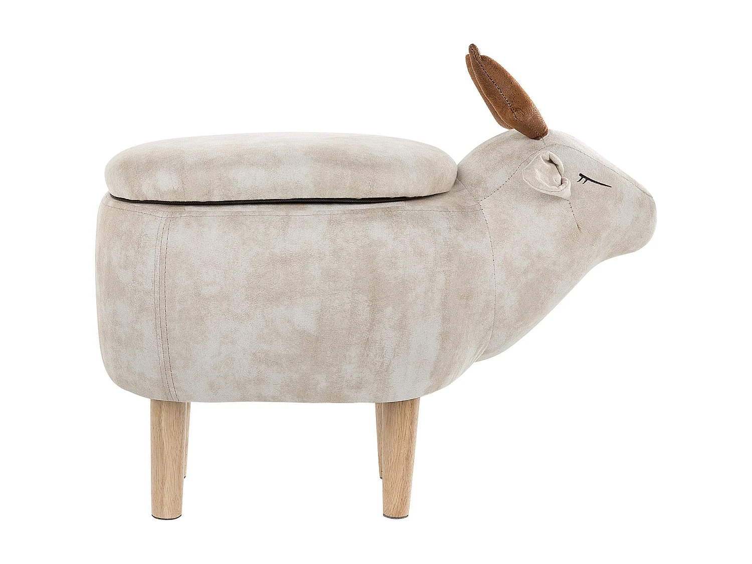 Tabouret de rangement animal REINDEER Tissu Beige