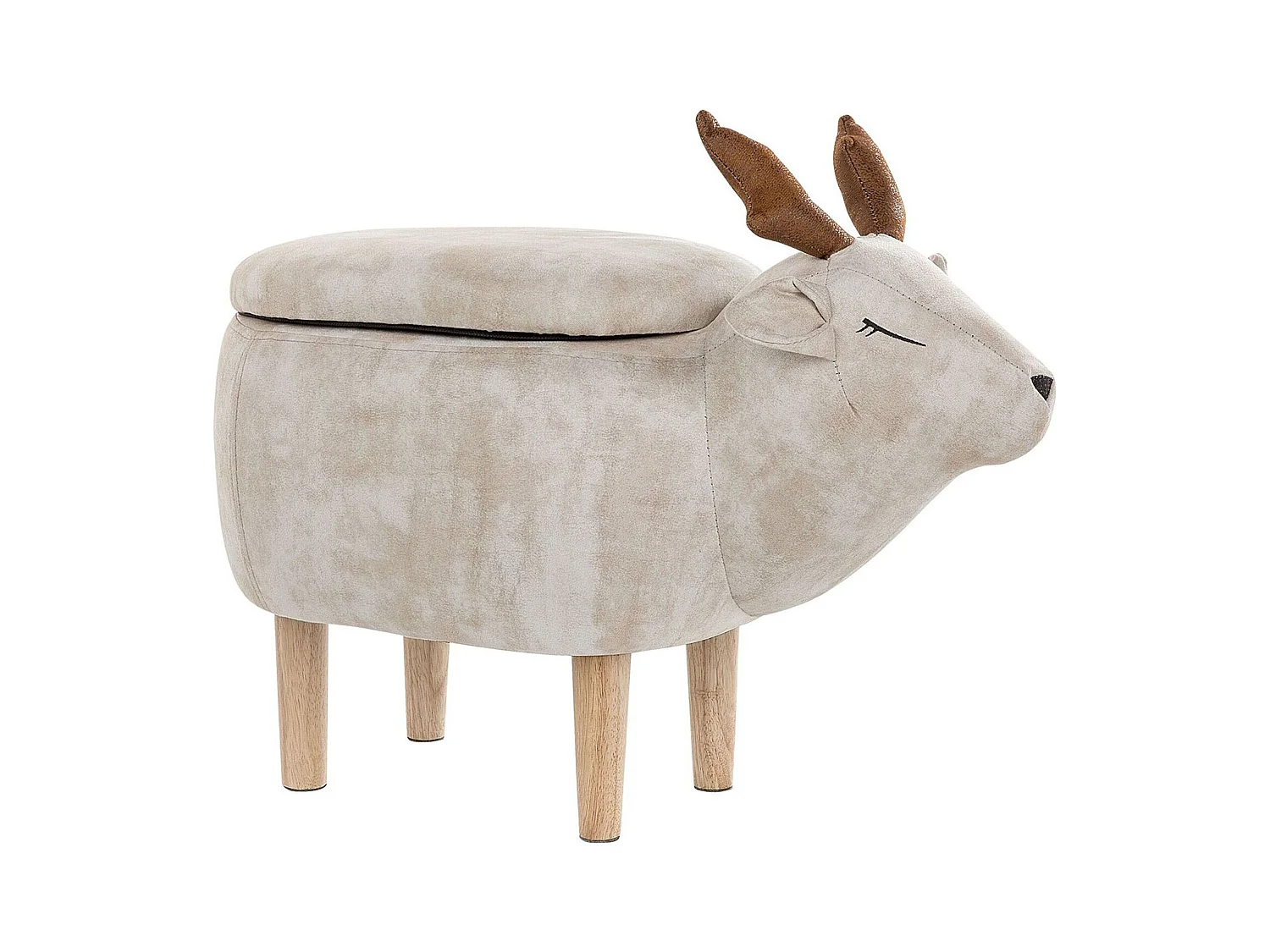 Tabouret de rangement animal REINDEER Tissu Beige