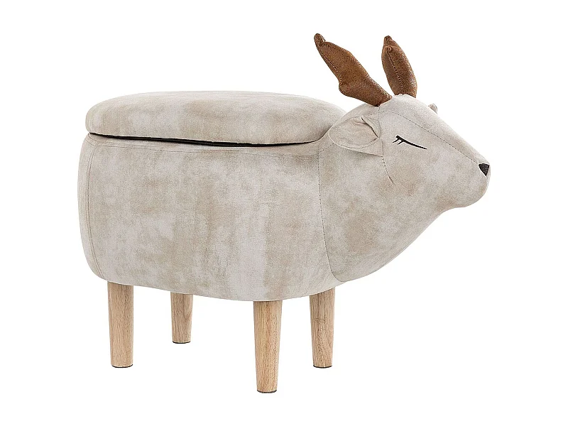 Tabouret de rangement animal REINDEER Tissu Beige Renne