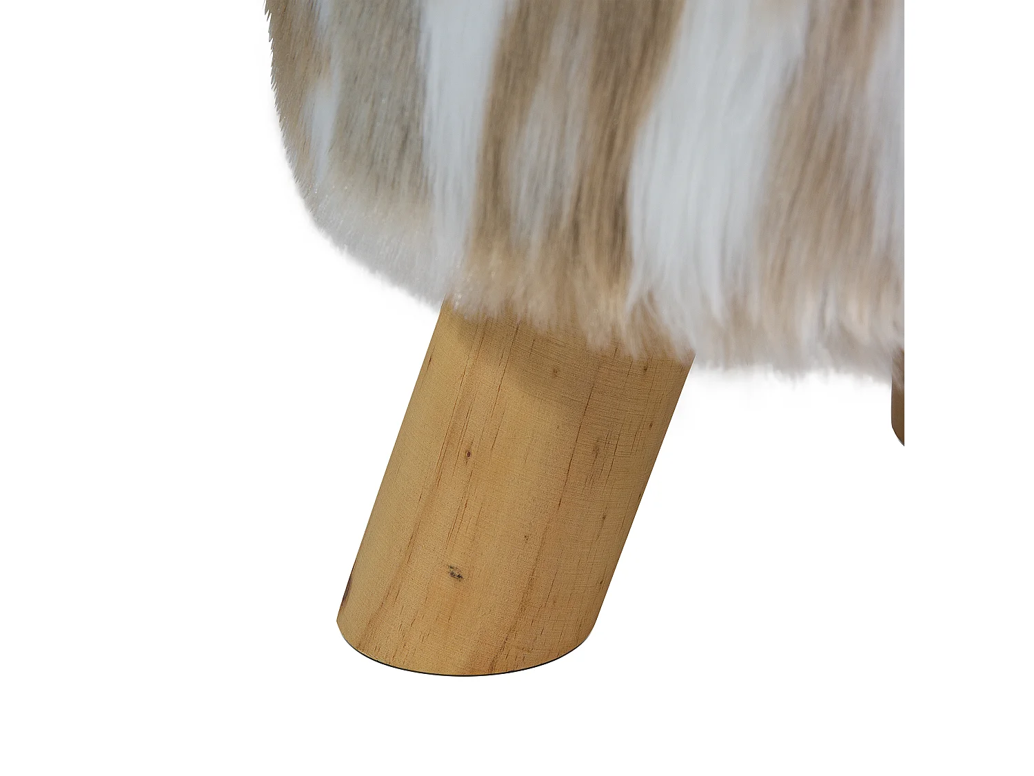 Schöner Hocker in Beige / Grau / Braun Stoff mit Holzbeinen Boho Still Texas