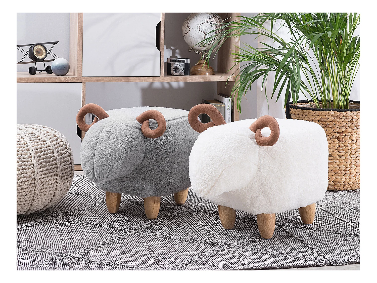 Tabouret animal LAMB Tissu Gris