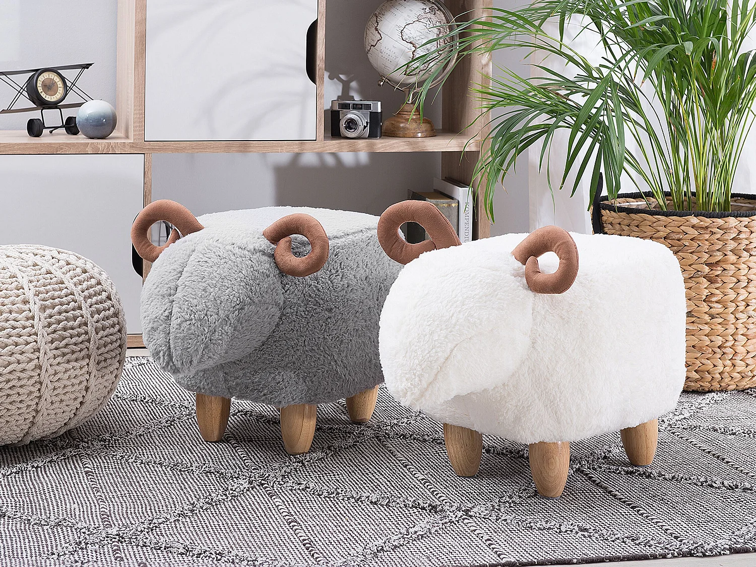 Tabouret animal LAMB Tissu Gris