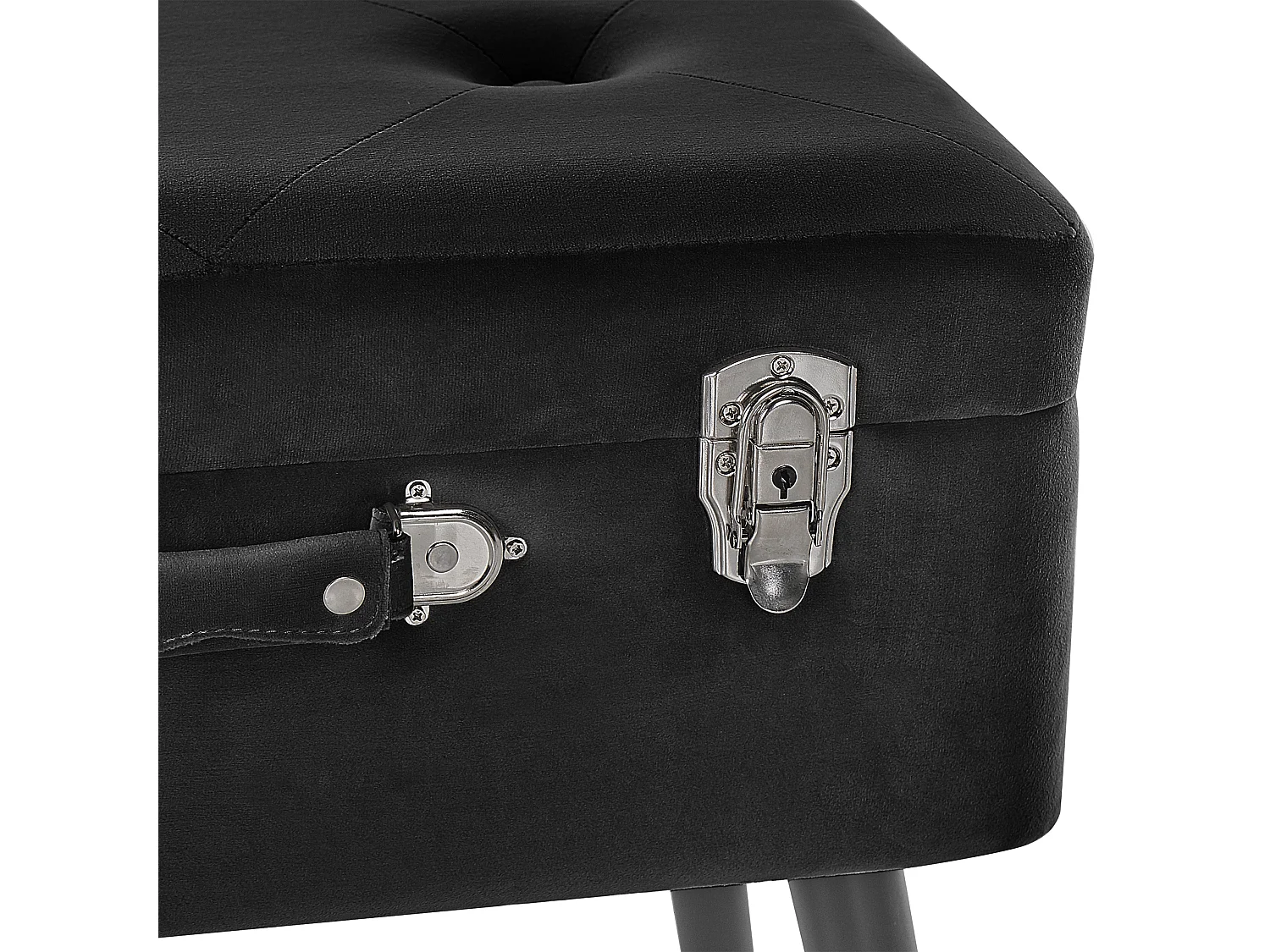 Tamborete com arrumação MALLARD Veludo Preto