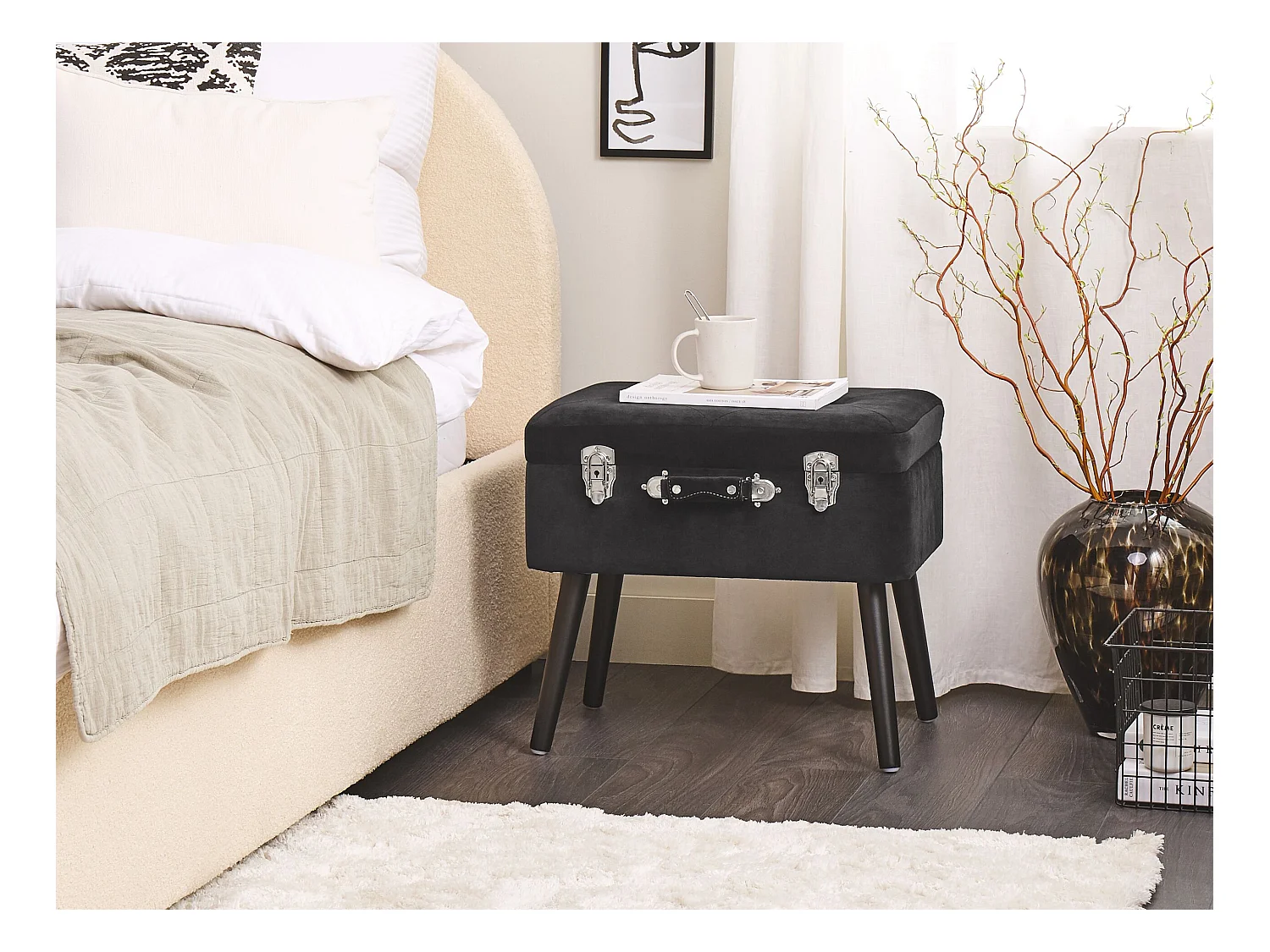 Hocker met opbergruimte MALLARD Fluweel Zwart