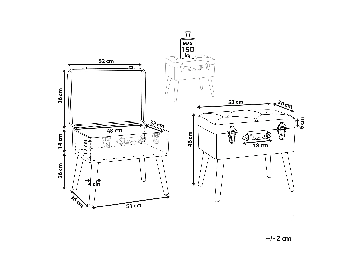Hocker met opbergruimte MALLARD Fluweel Zwart