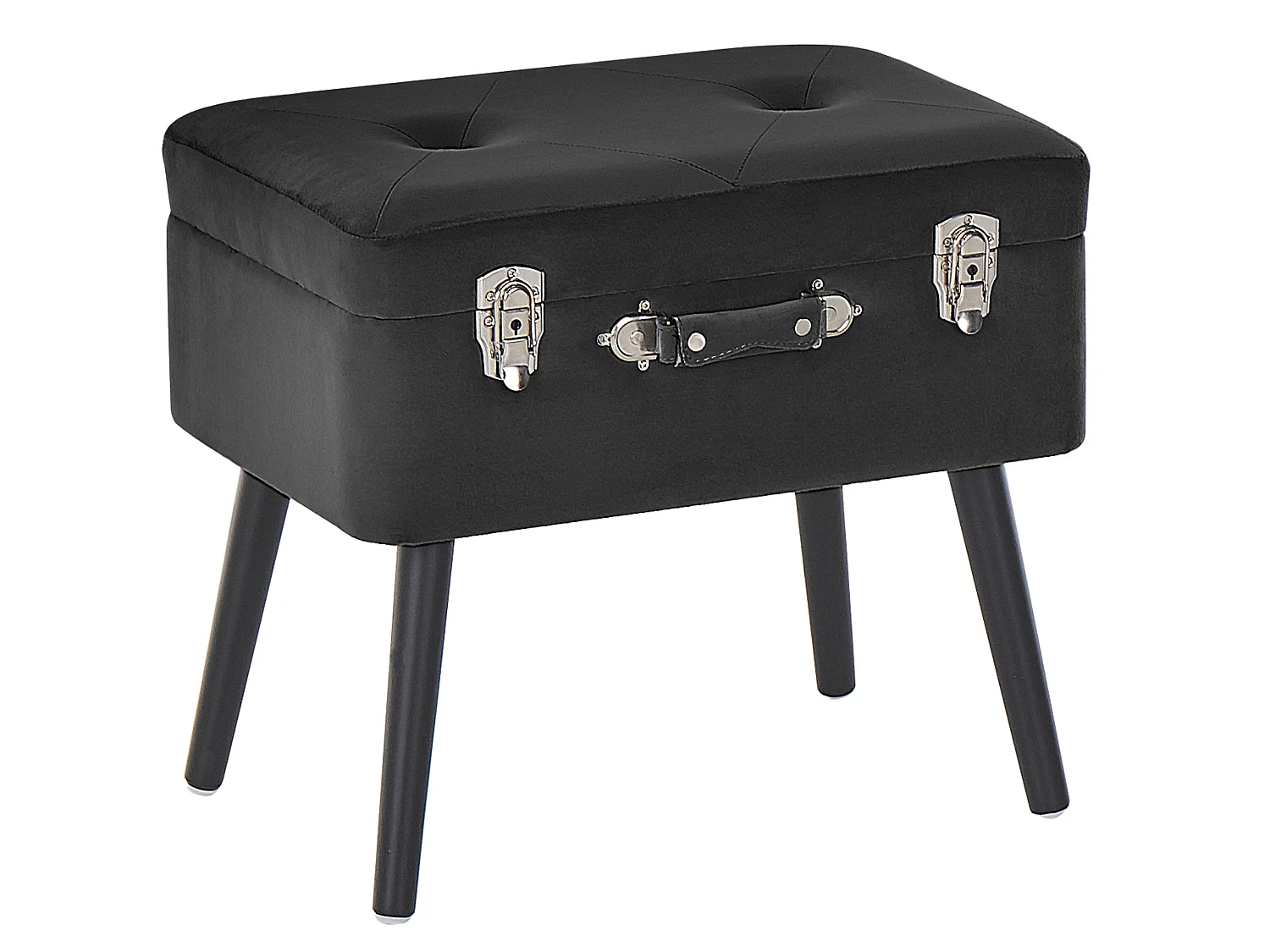 Tabouret de rangement MALLARD Velours Noir