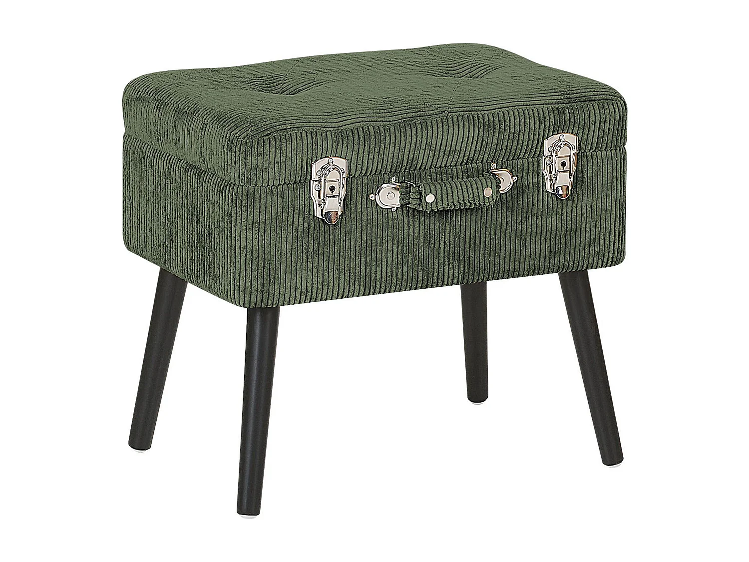 Tabouret de rangement MALLARD Velours côtelé Vert foncé