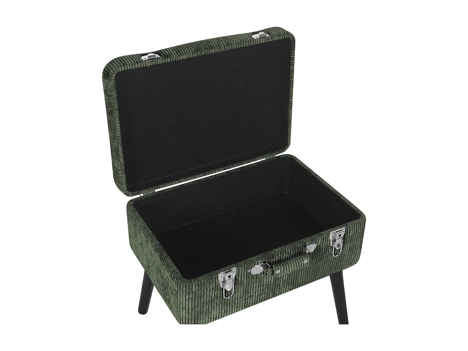 Moderner Hocker mit Stauraum grün Cord Kofferhocker Mallard