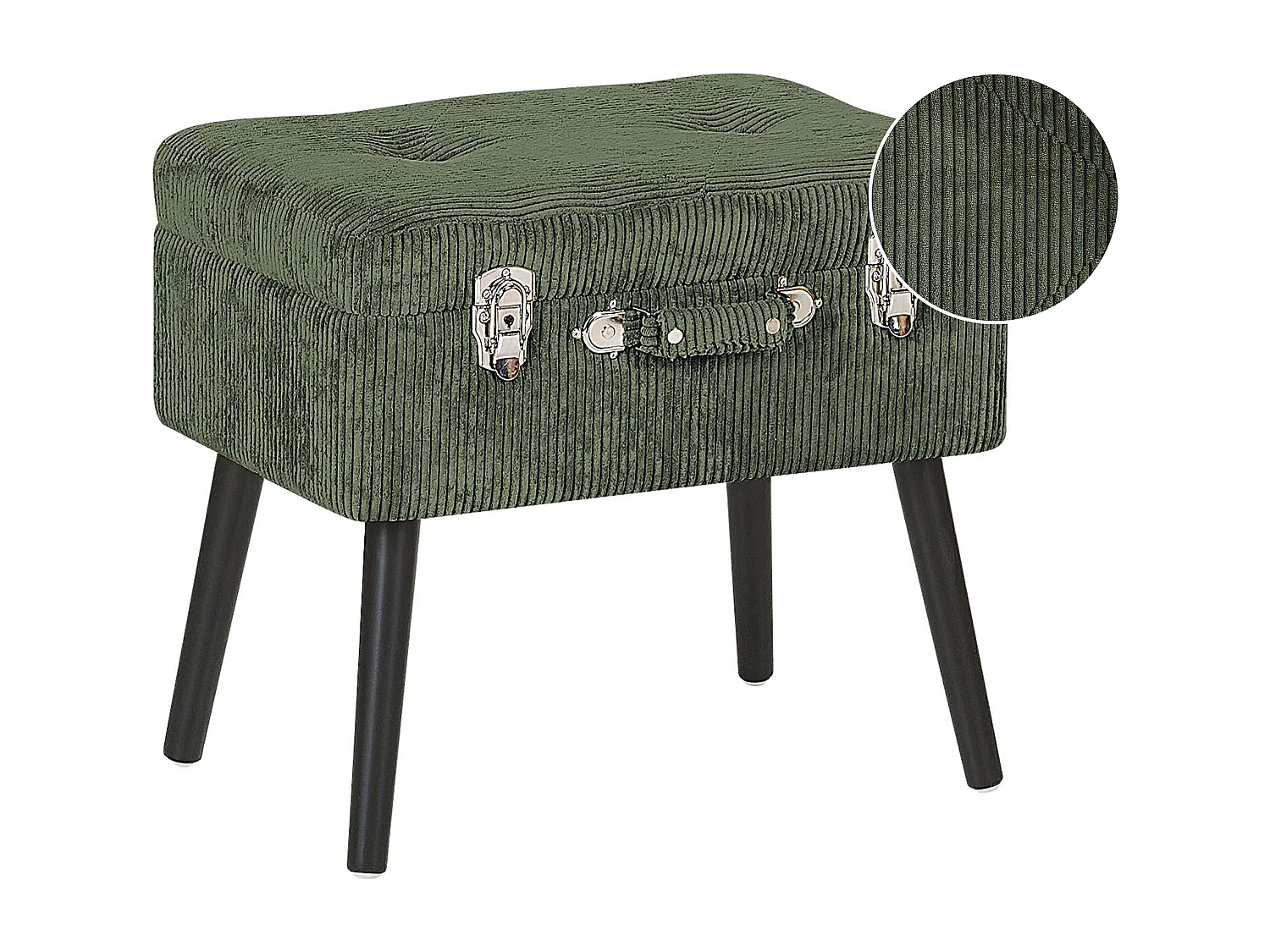 Moderner Hocker mit Stauraum grün Cord Kofferhocker Mallard