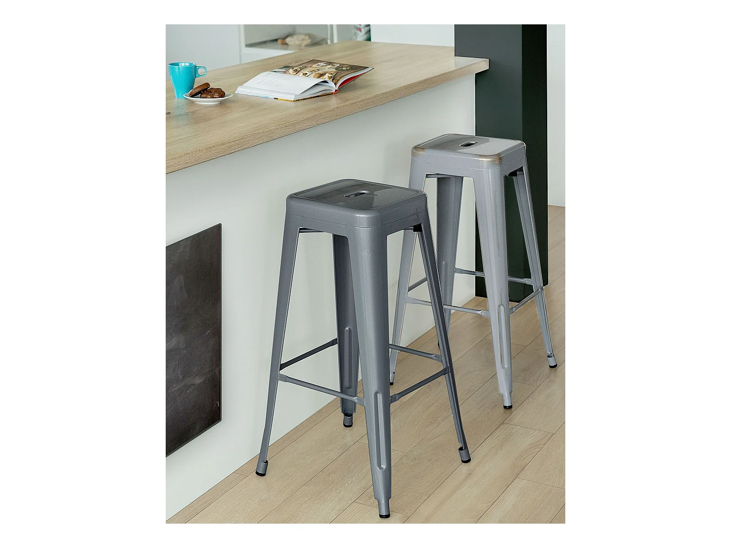 Set van 2 barkrukken CABRILLO Metaal Grijs