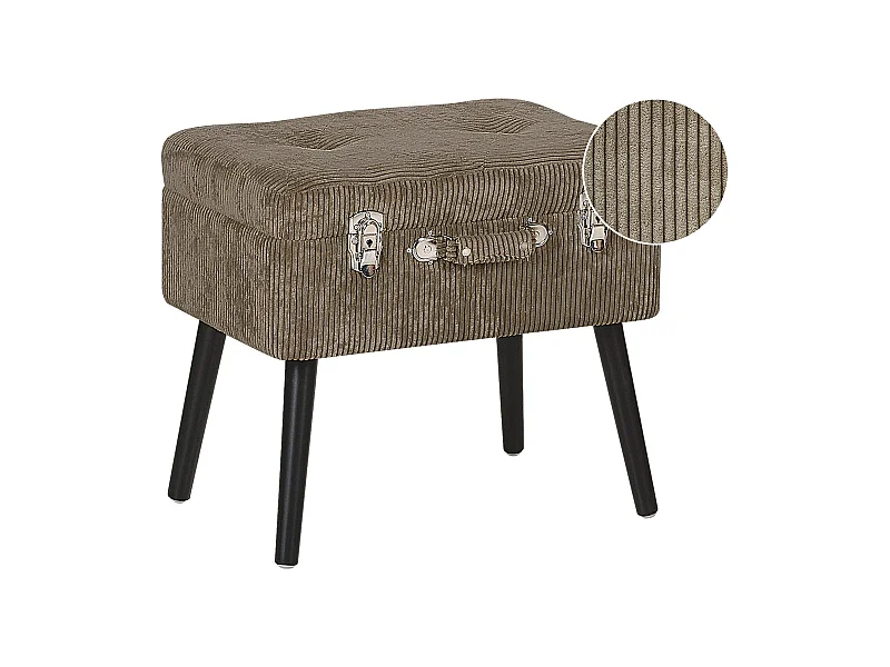 Taburete con almacenaje MALLARD Pana Marrón claro